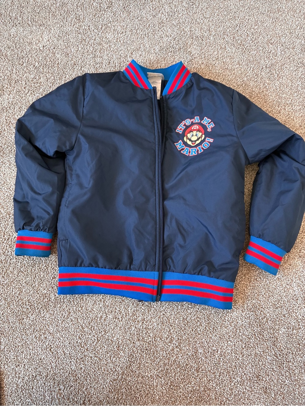 Nintendo Navy Jacket with Red & Blue Stripes - Mario Patch